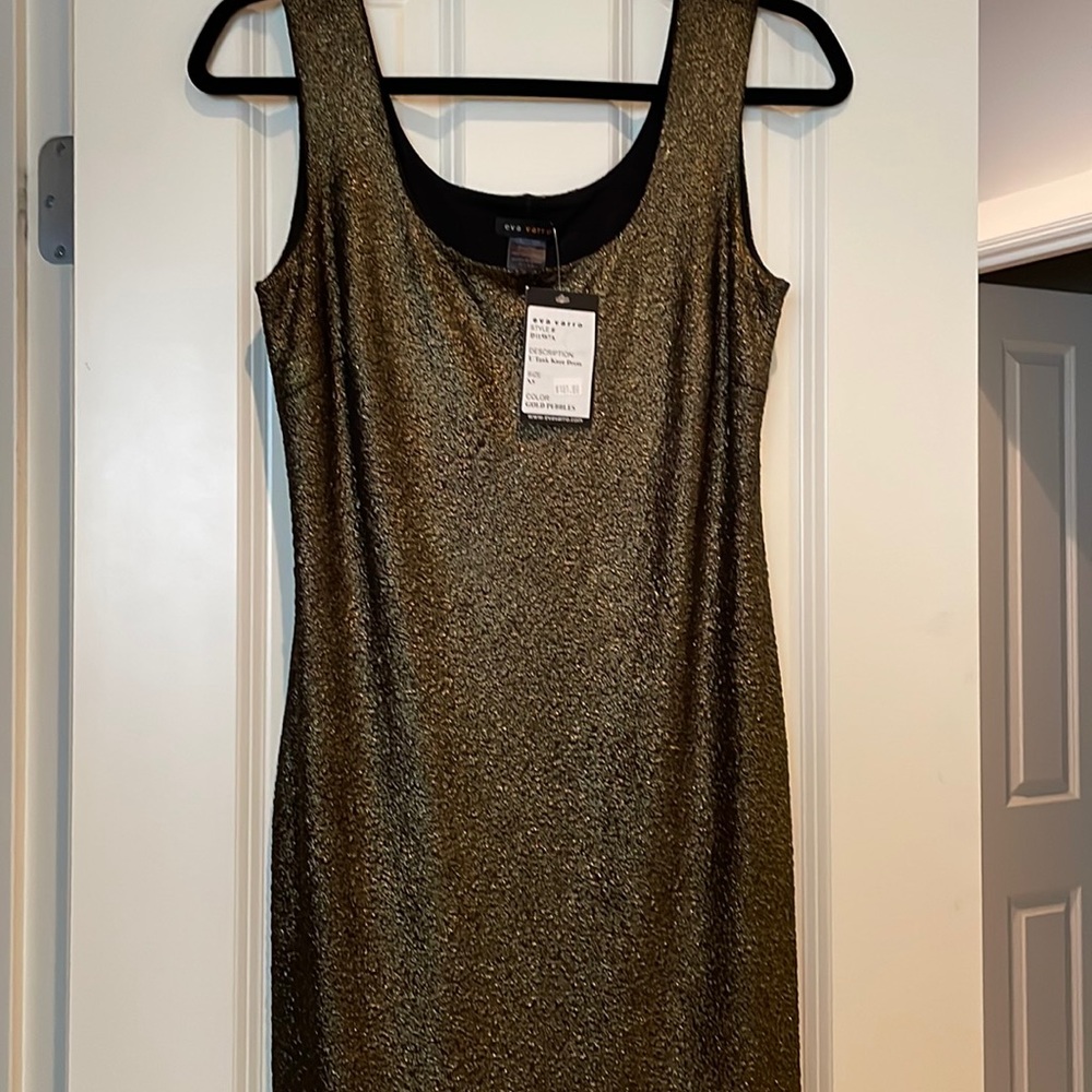 eva varro XS gold / black pull over lined dress - never worn